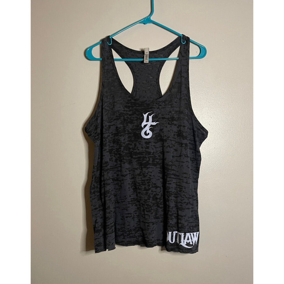 Outlaw Swager XXL Tank Gray Burnout Sheer Racerback Bull Longhorn Country USA - Picture 2 of 9